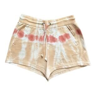 FUDA Sz L Tan Peachy Pink White Tie-dye Pockets Tie Waist Stretch